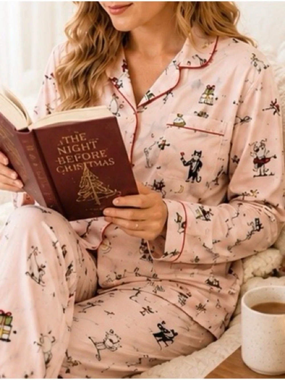 Kate Spade Holiday Cat Pajama Set Pink Christmas PJs 1X/1T